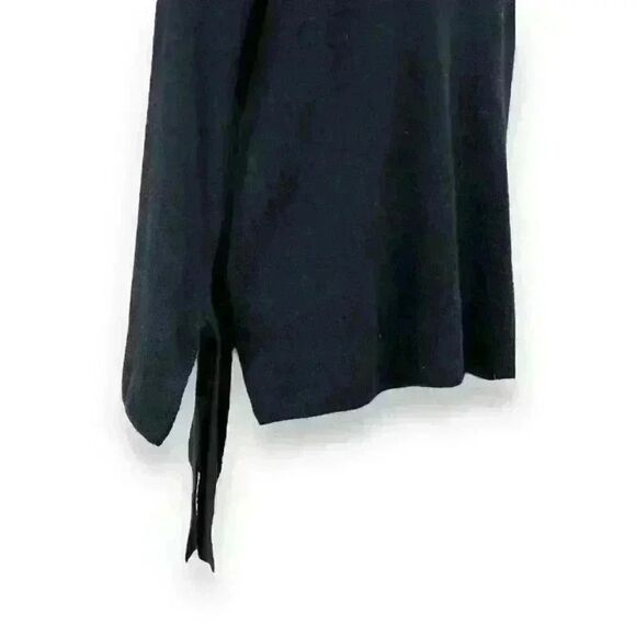Halogen Black Crewneck Sweater with Tie Sleeves and High Low Hem Size XS Petite - Picture 7 of 8